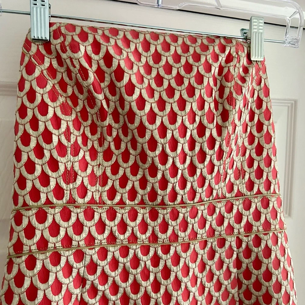 Lilly Pulitzer Adriana Island Coral/Gold Josephina Strapless Dress Size 2 - Picture 2 of 7